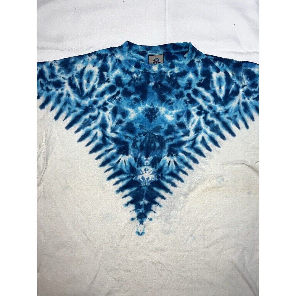 90s Y2k Liquid Blue Tie Dye Design Blue/White Shirt Sz XL